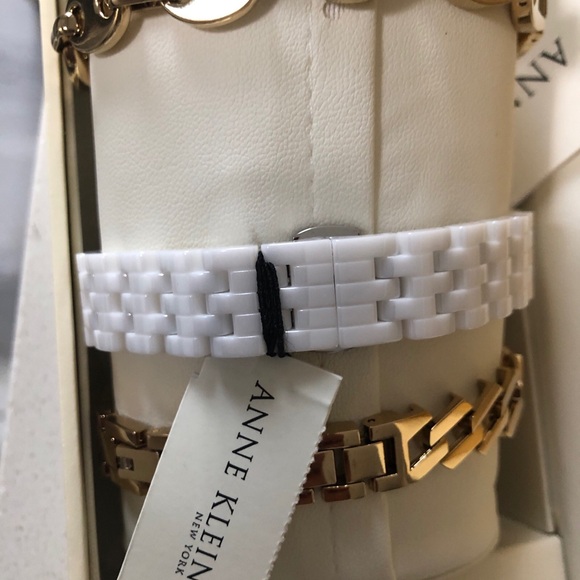 Anne Klein New York   12/7740WTST White Ceramic Watch w/ 2- Gold Tone Bracelets - Picture 7 of 7